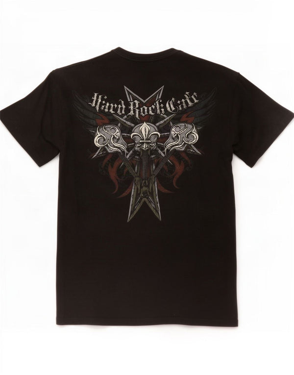 Camiseta masculina Hard Rock Cafe Roma com estampa gráfica grande de algodão preto