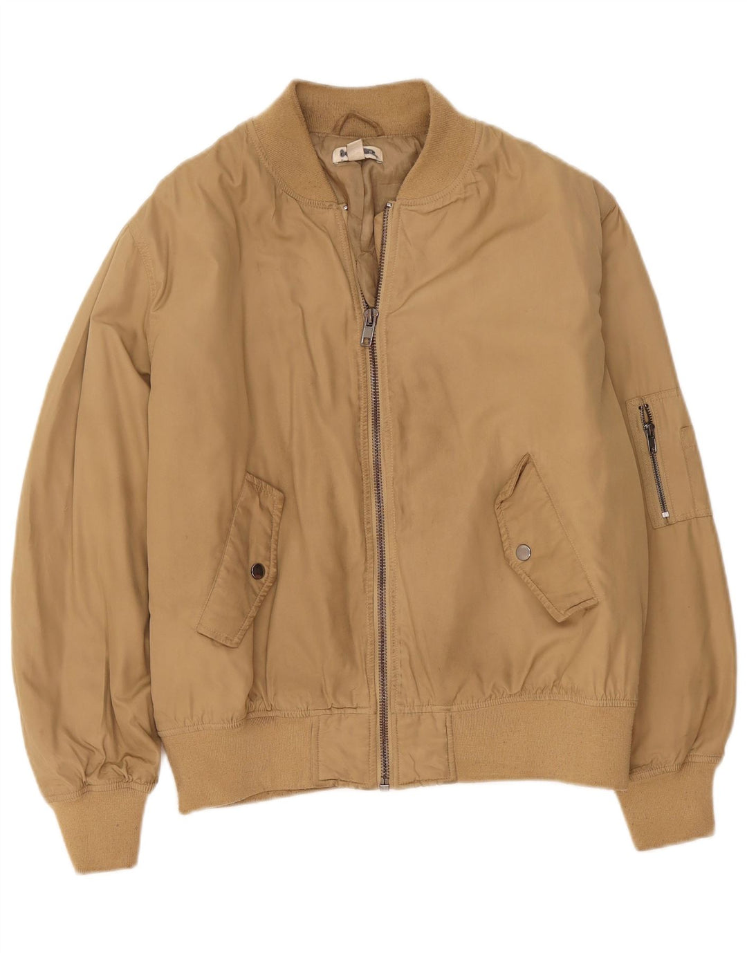 Jaqueta bomber superdimensionada feminina Topshop UK 12 poliéster bege médio