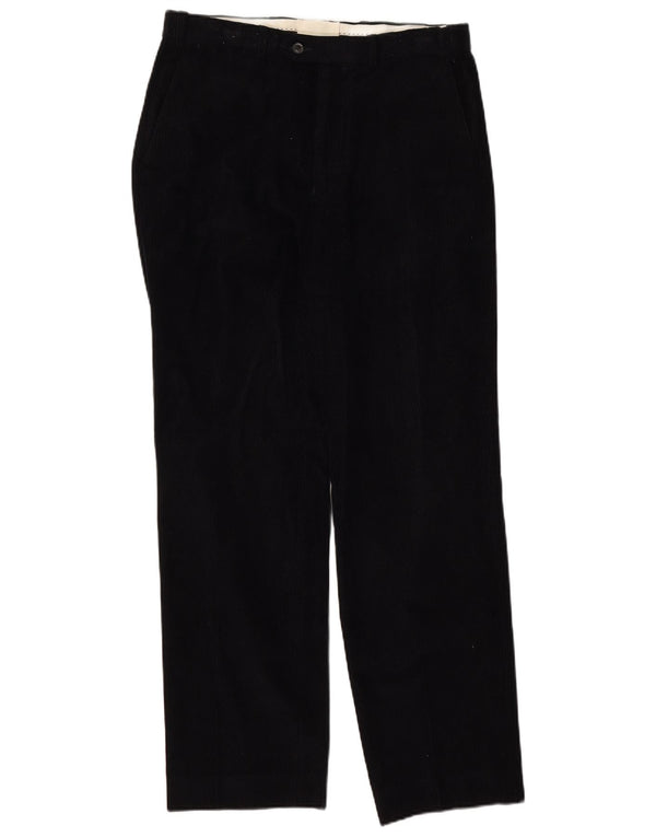 Calça masculina reta de veludo cotelê Marks & Spencer W32 L31 algodão azul marinho