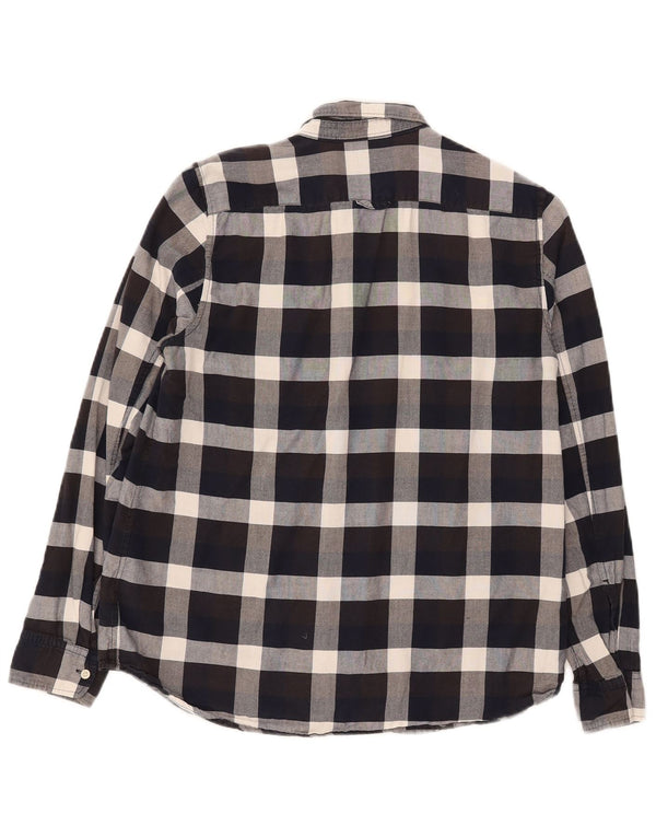Camisa feminina de flanela clássica da Gap Reino Unido 14 algodão xadrez preto médio