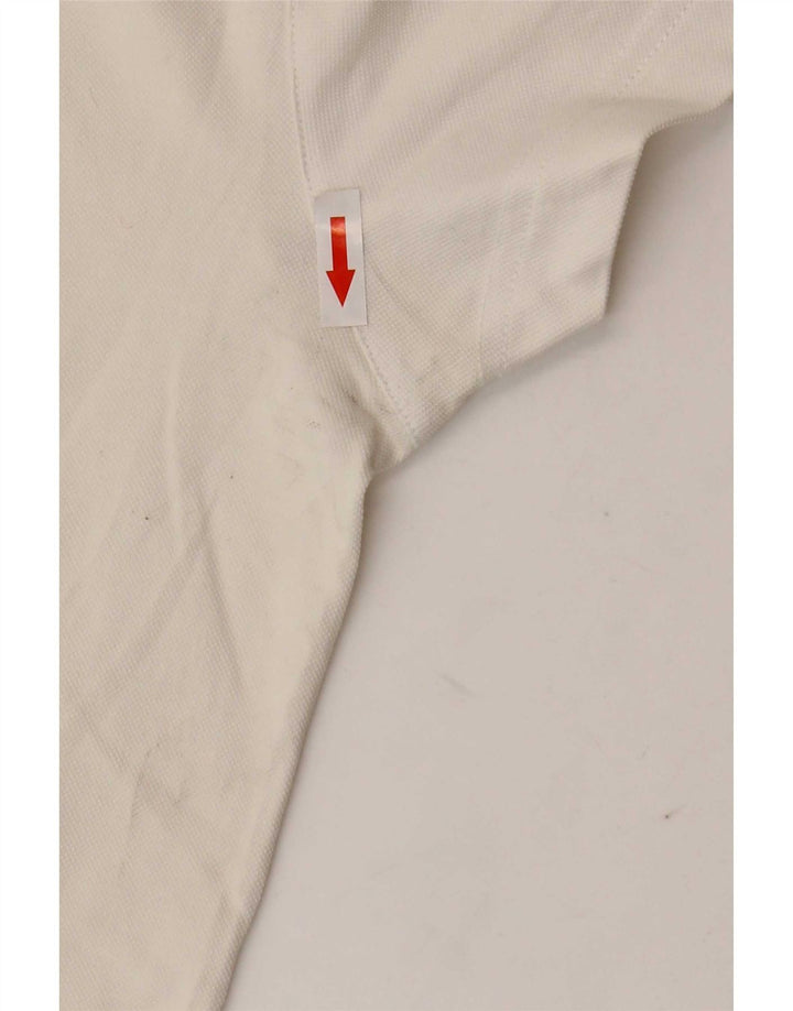 Camisa polo masculina vintage de algodão branco médio