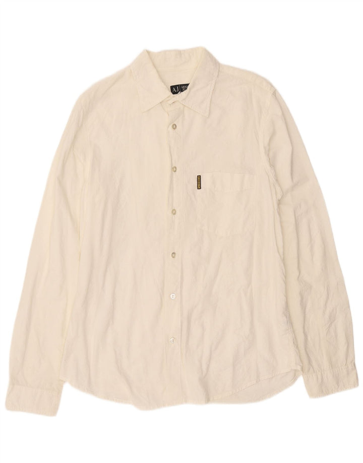 Camisa masculina Armani Jeans de algodão branco médio