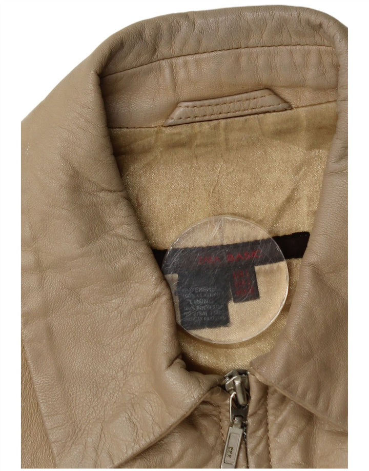 Jaqueta feminina de couro Zara UK 14 grande couro bege
