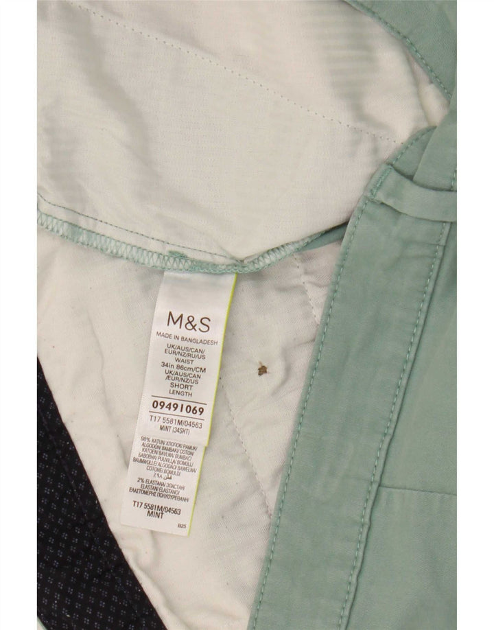 Shorts chino masculino Marks & Spencer W34 grande algodão verde