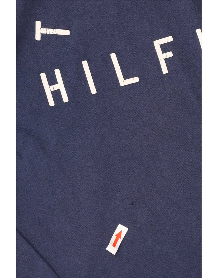 Tommy Hilfiger Camiseta masculina gráfica Top médio algodão azul marinho
