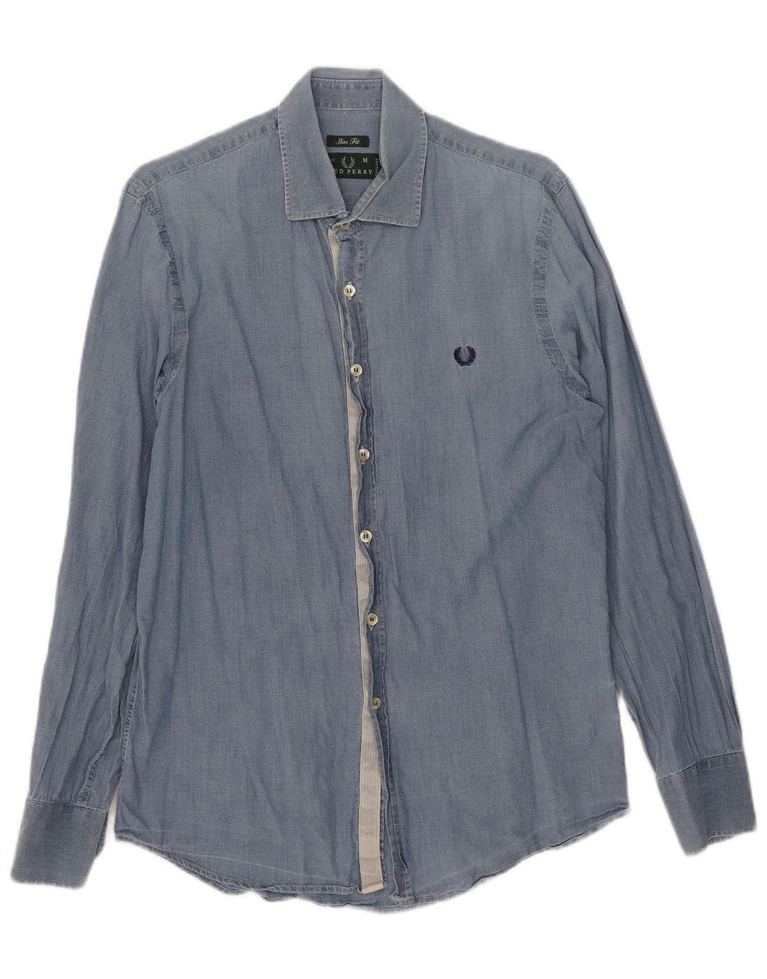Camisa masculina Slim Fit Fred Perry de algodão azul médio