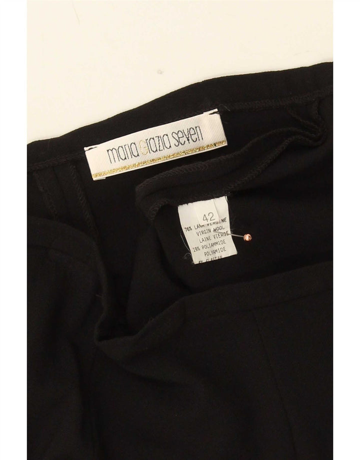 Calça feminina vintage reta IT 42 médio W28 L32 lã preta