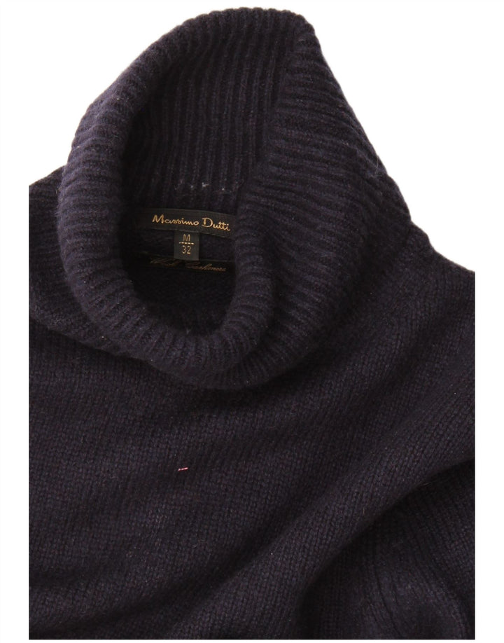 Suéter feminino Massimo Dutti com gola redonda Reino Unido 12 médio azul marinho