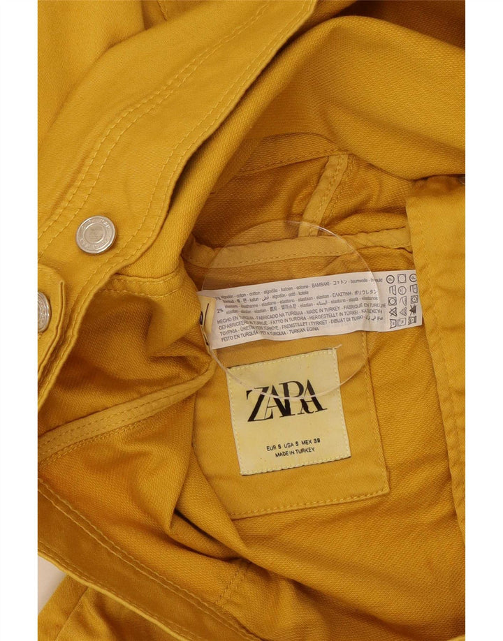 Jaqueta jeans masculina Zara UK 36 pequeno algodão amarelo