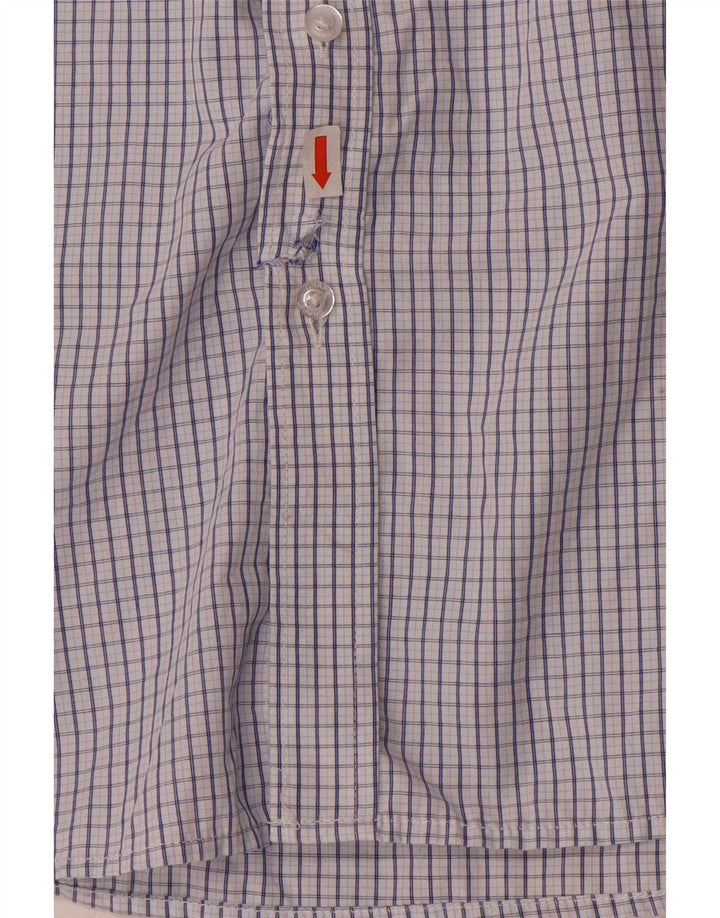 Camisa masculina de ajuste regular Chaps tamanho 16 16,5 grande azul guingão viscose