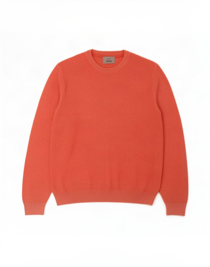 Suéter masculino Marks & Spencer com gola redonda e algodão laranja médio