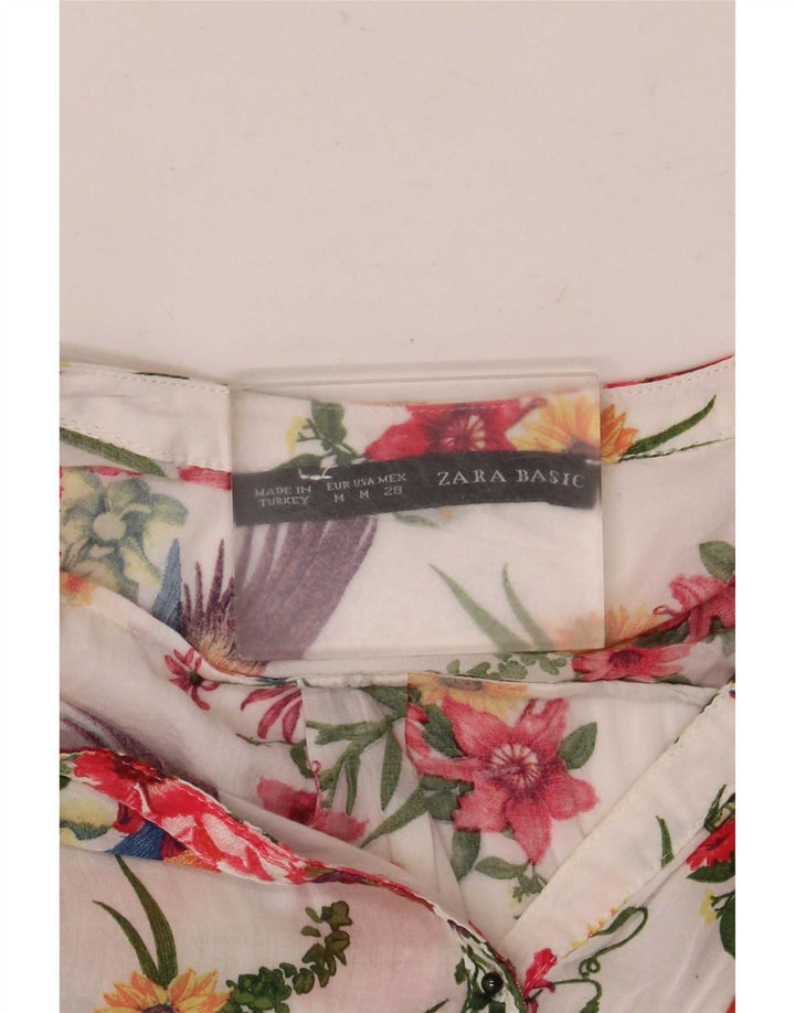 Zara blusa feminina manga 3/4 top UK 12 médio floral multicolorido