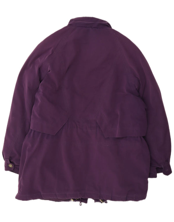 Casaco acolchoado de grandes dimensões das mulheres do vintage EU 46 XL poliéster roxo
