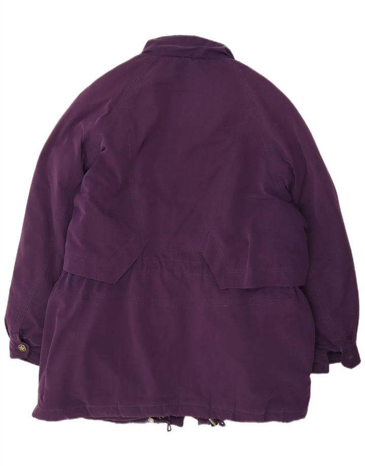 Casaco acolchoado de grandes dimensões das mulheres do vintage EU 46 XL poliéster roxo