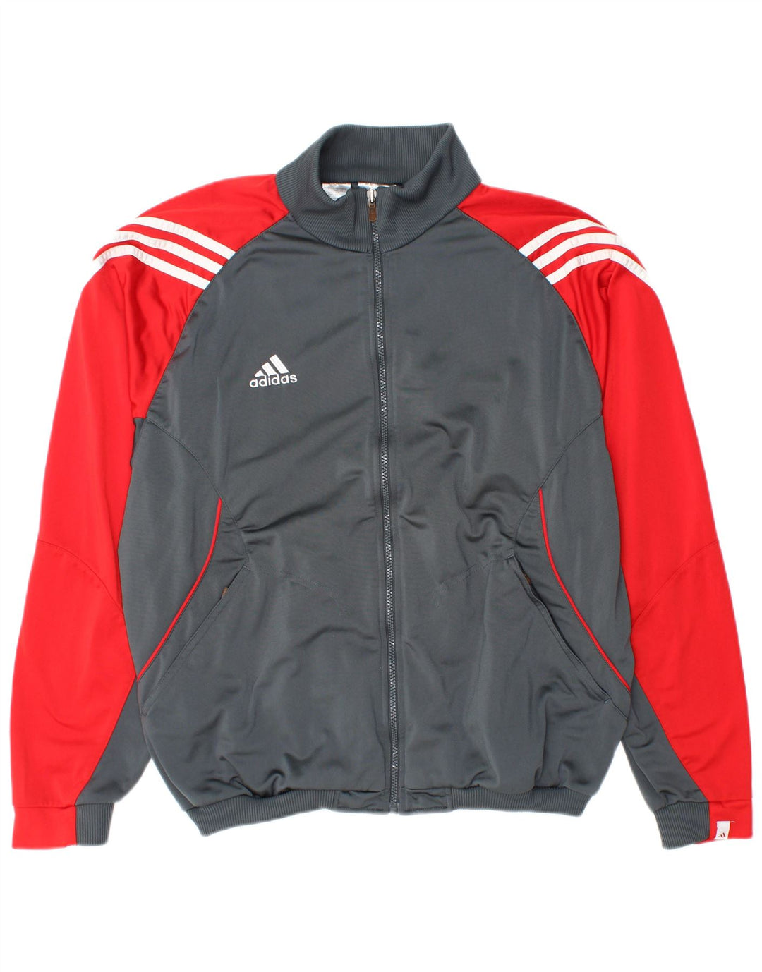 ADIDAS Mens Tracksuit Top Jacket UK 44/46 Grande Cinza Colourblock Poliéster