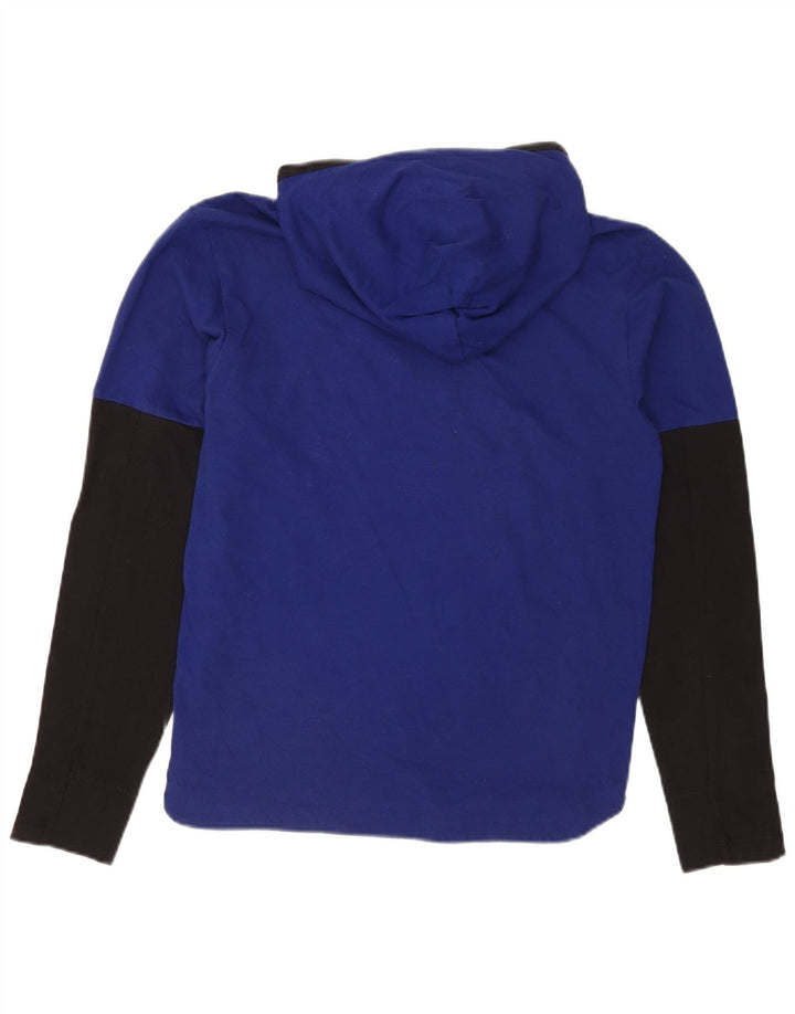 Adidas masculino com capuz gráfico top manga longa pequeno azul colorblock