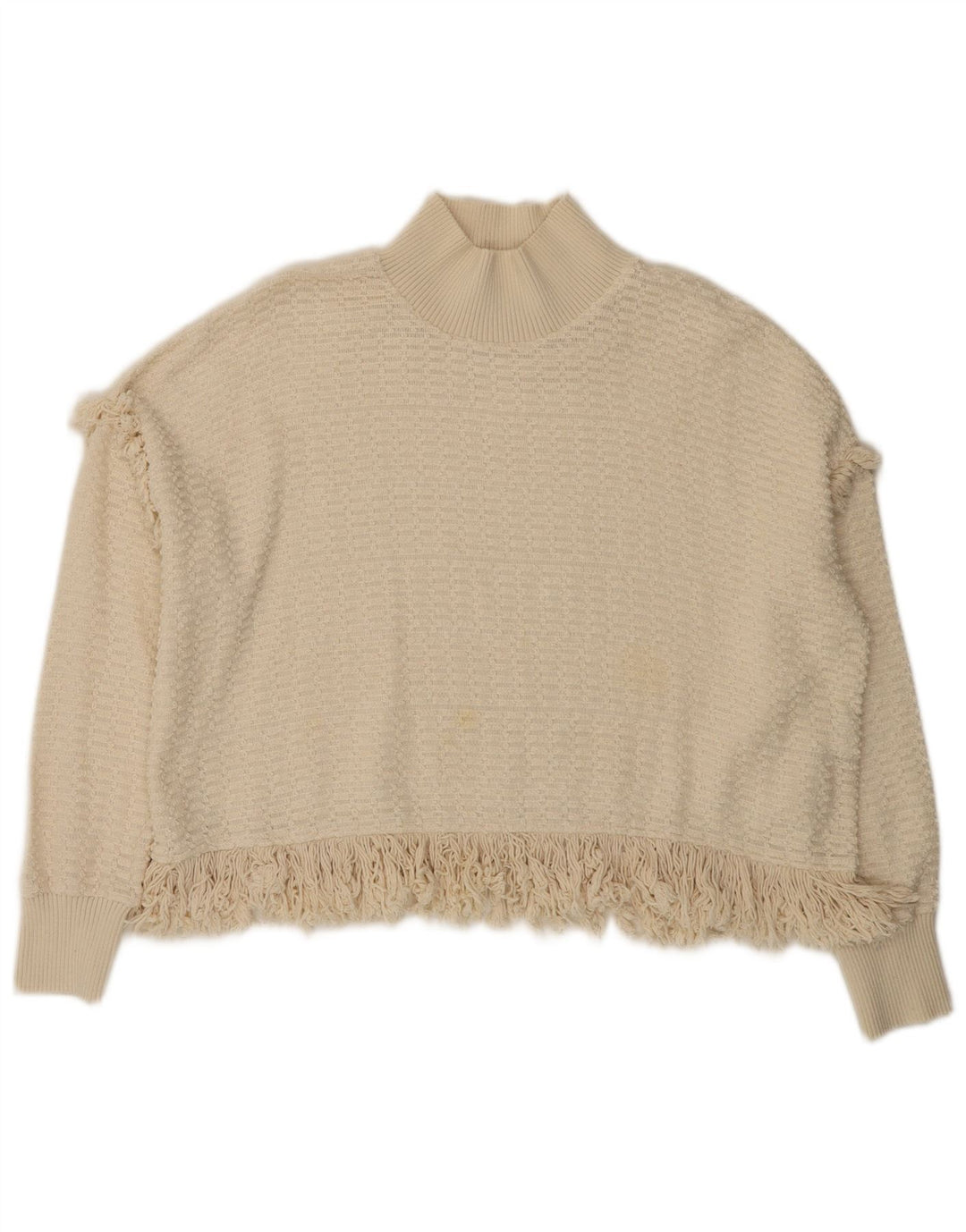 Suéter feminino Zara com gola tartaruga e gola redonda UK 14 médio off white