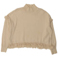 Suéter feminino Zara com gola tartaruga e gola redonda UK 14 médio off white