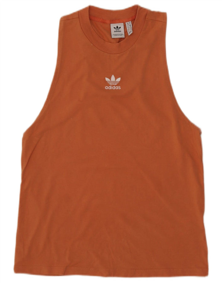 Adidas Womens Vest Top UK 10 Pequeno Laranja Algodão