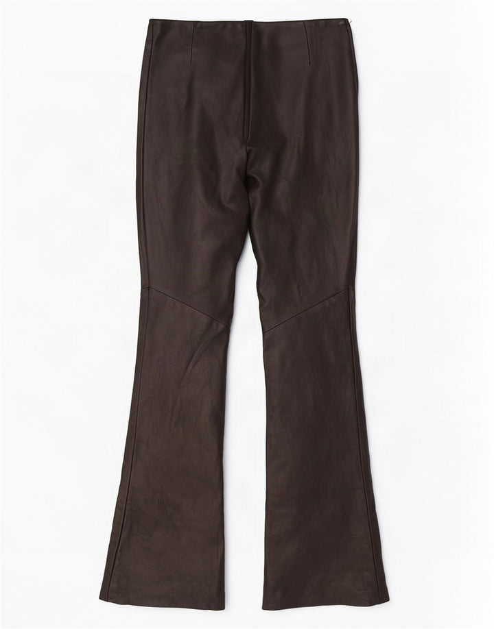 Calça feminina Danier Flare de couro tamanho 8 W24 L31 preta