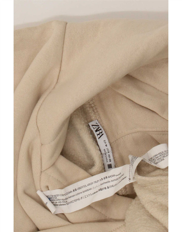 Zara Womens Oversized Hoodie Jumper Reino Unido 14 Algodão Bege Médio