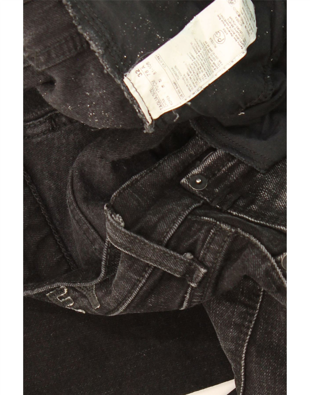 SISLEY Jeans masculino gráfico reto W32 L32 algodão preto