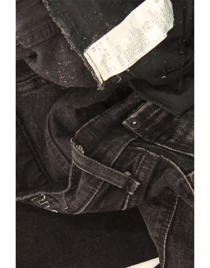 SISLEY Jeans masculino gráfico reto W32 L32 algodão preto