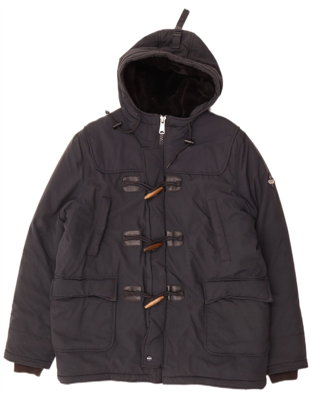 Jaqueta Duffle masculina Schott com capuz UK 40 grande azul marinho