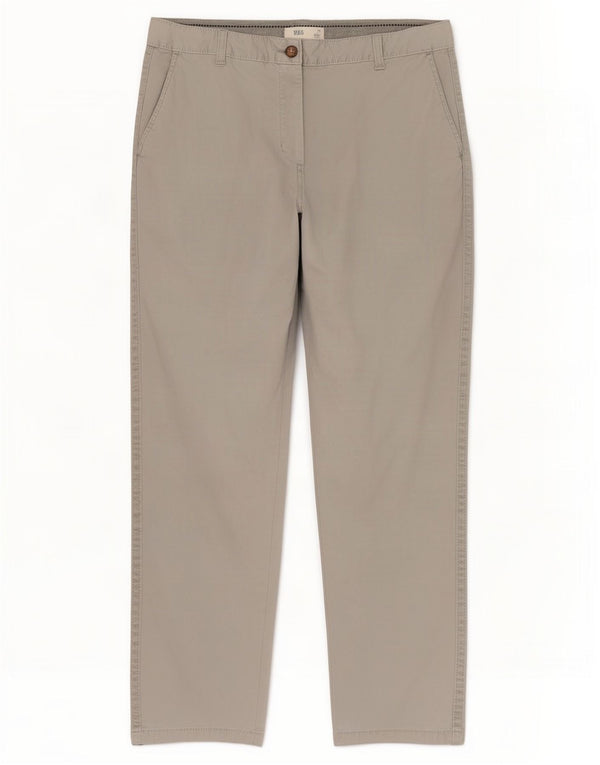 Calça chino reta feminina Marks & Spencer Reino Unido 10 pequena W30 L26 cinza