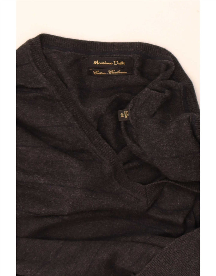 Suéter masculino Massimo Dutti com decote em V 2XL listrado preto