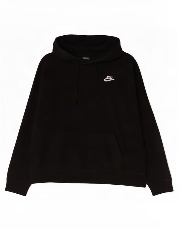 Nike Womens Hoodie Jumper UK 14 Médio Algodão Preto