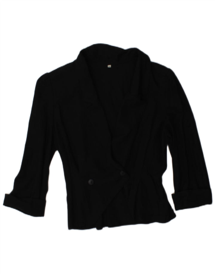Jaqueta blazer feminina vintage manga 3/4 com peito duplo EU 38 médio preto
