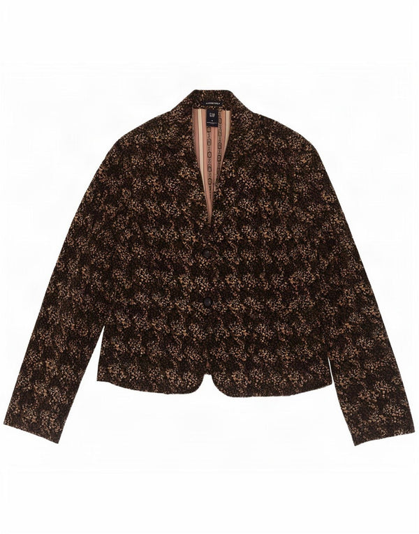 Jaqueta blazer feminina de 2 botões Gap EUA 8 algodão floral cáqui médio