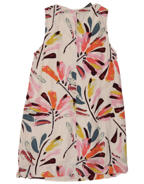 Vestido feminino Marks & Spencer sem mangas evasê UK 16 grande branco floral