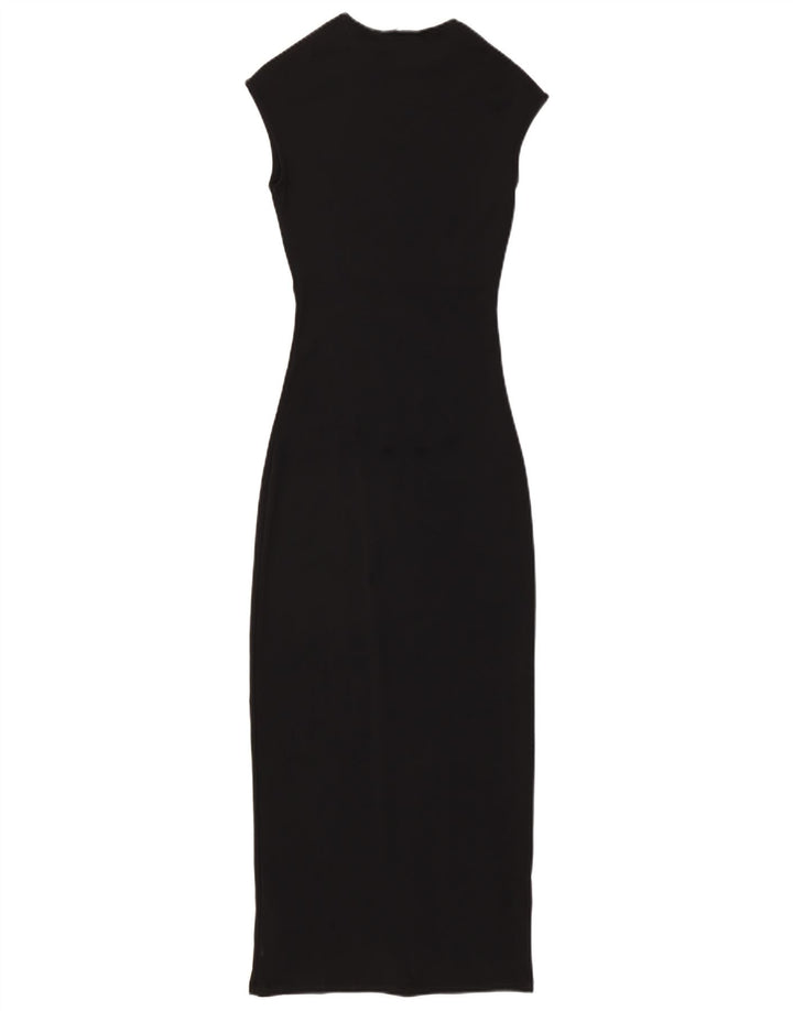 Vestido maxi feminino sem mangas ZARA Reino Unido 10 pequeno preto poliamida