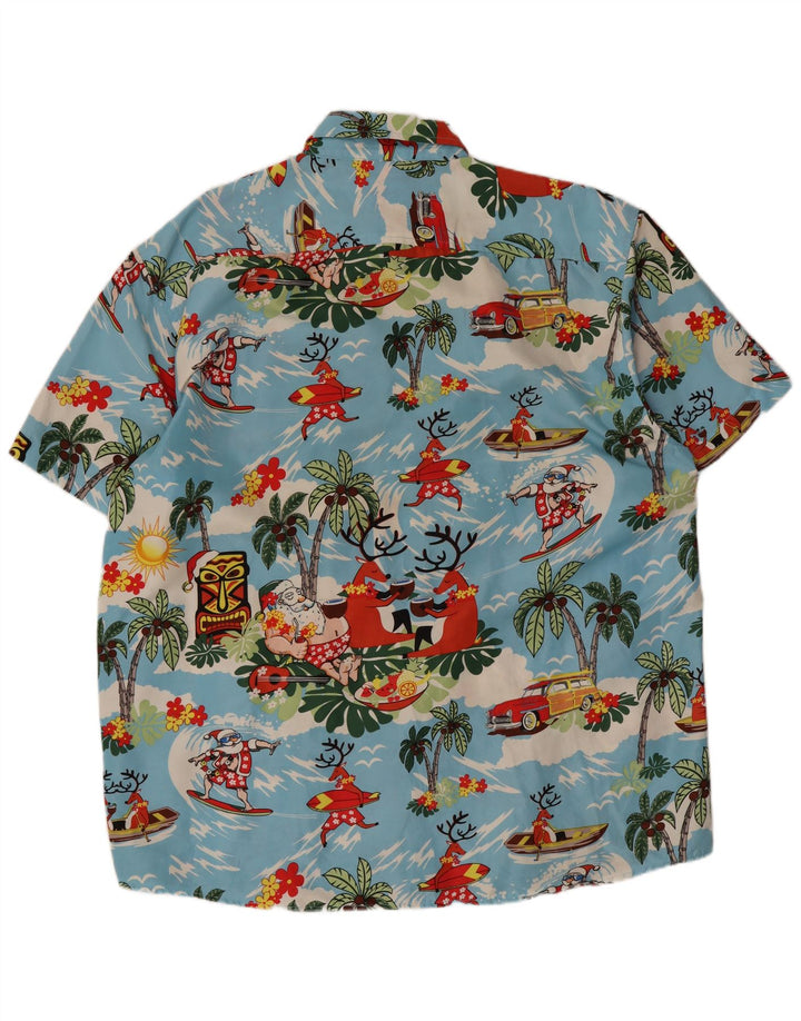 Camisa masculina havaiana de manga curta Lowes poliéster azul grande