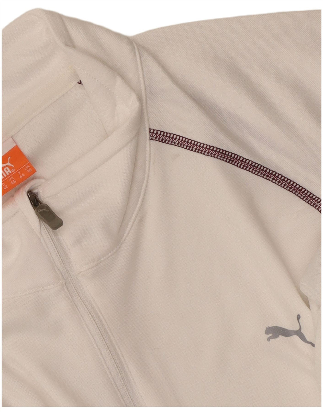 Pulôver feminino Puma com zíper e gola alta em poliéster branco grande