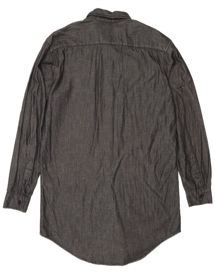 Camisa longa masculina Zara grande algodão cinza