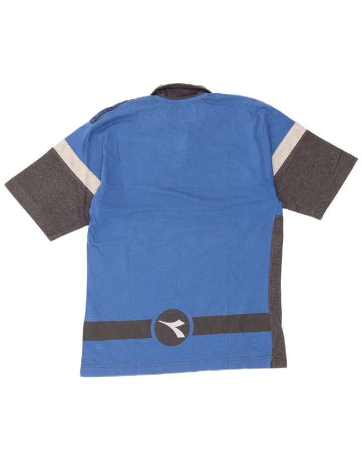 Camisa polo masculina Diadora cinza médio algodão colorblock