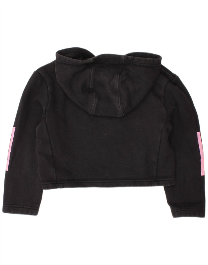 ADIDAS Meninas Crop Hoodie Jumper 7-8 Anos Preto Algodão