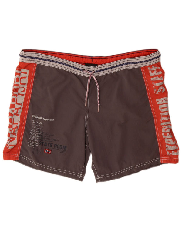 Napapijri Mens Geographic Graphic Shorts de natação 2XL cinza bloco colorido