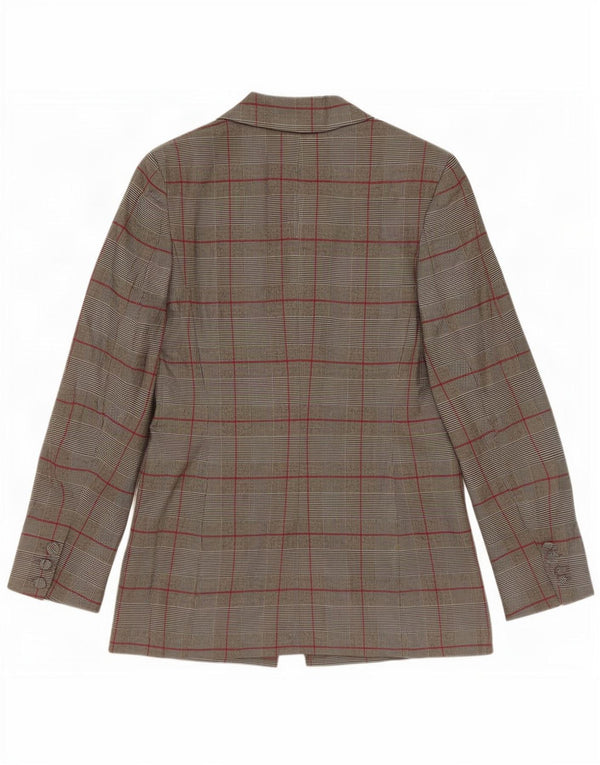 Jaqueta blazer feminina Zara com 1 botão Reino Unido 12 poliéster xadrez cinza médio