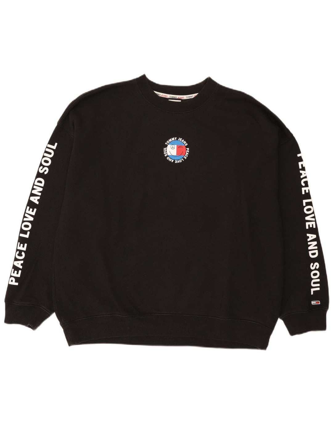 Tommy Hilfiger moletom gráfico masculino jumper grande algodão preto