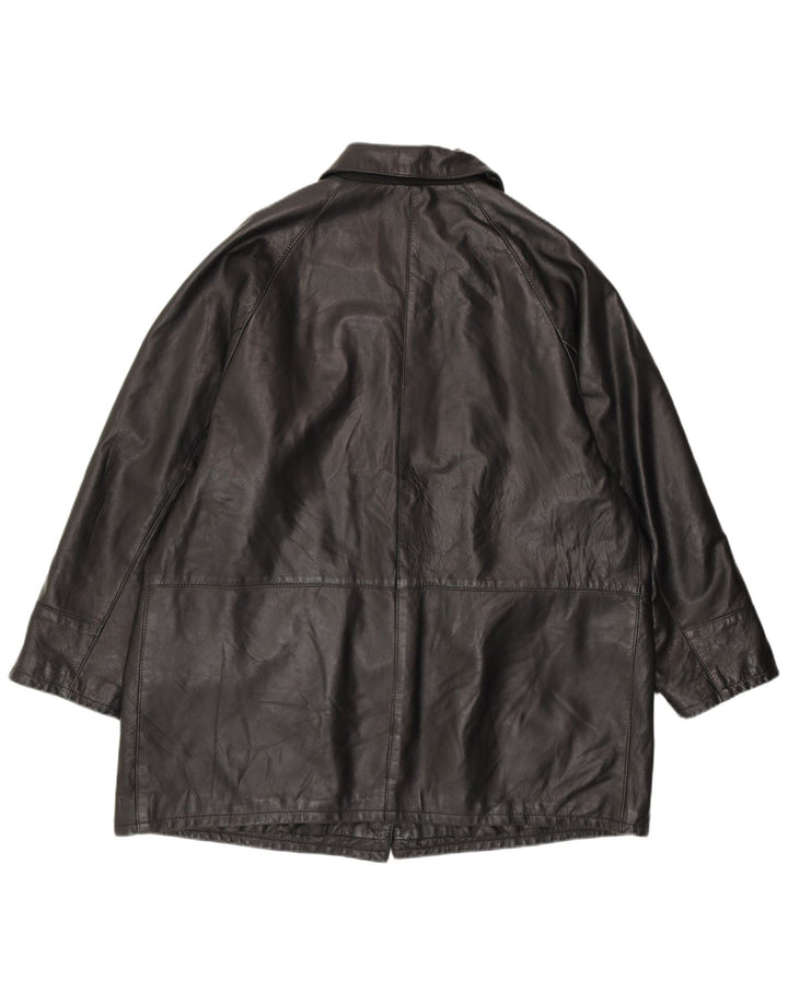 EFFEGI Womens Loose Fit Leather Jacket IT 48 XL Black Leather