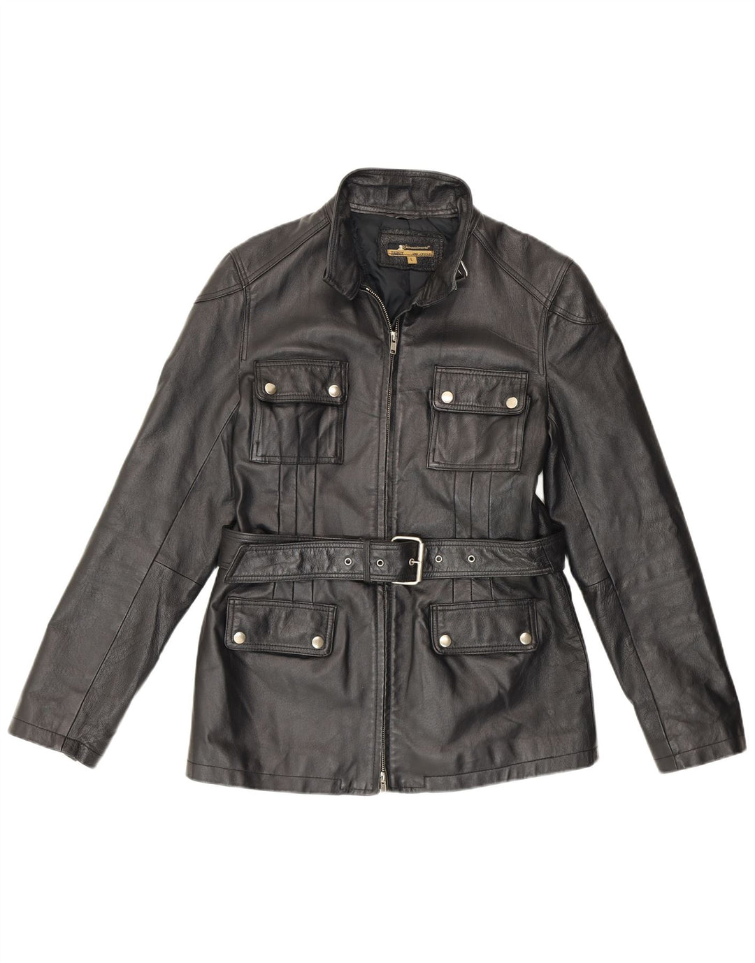 Jaqueta de couro feminina vintage Reino Unido 16 grande couro preto