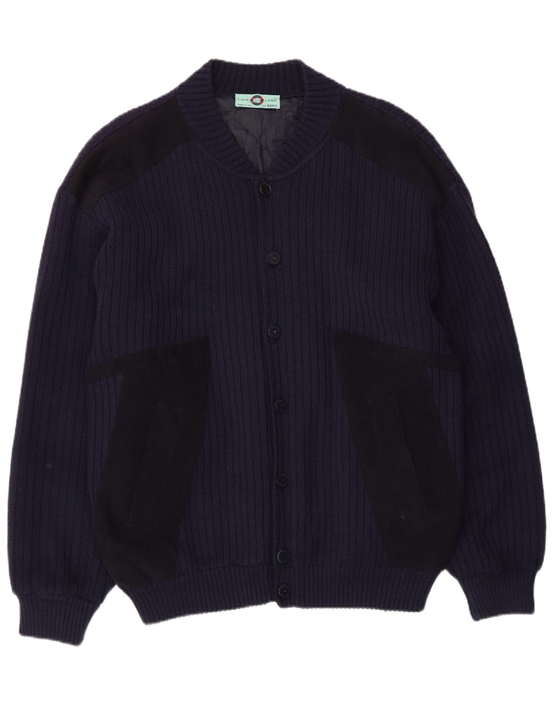 Suéter cardigã masculino Life Line grande azul marinho