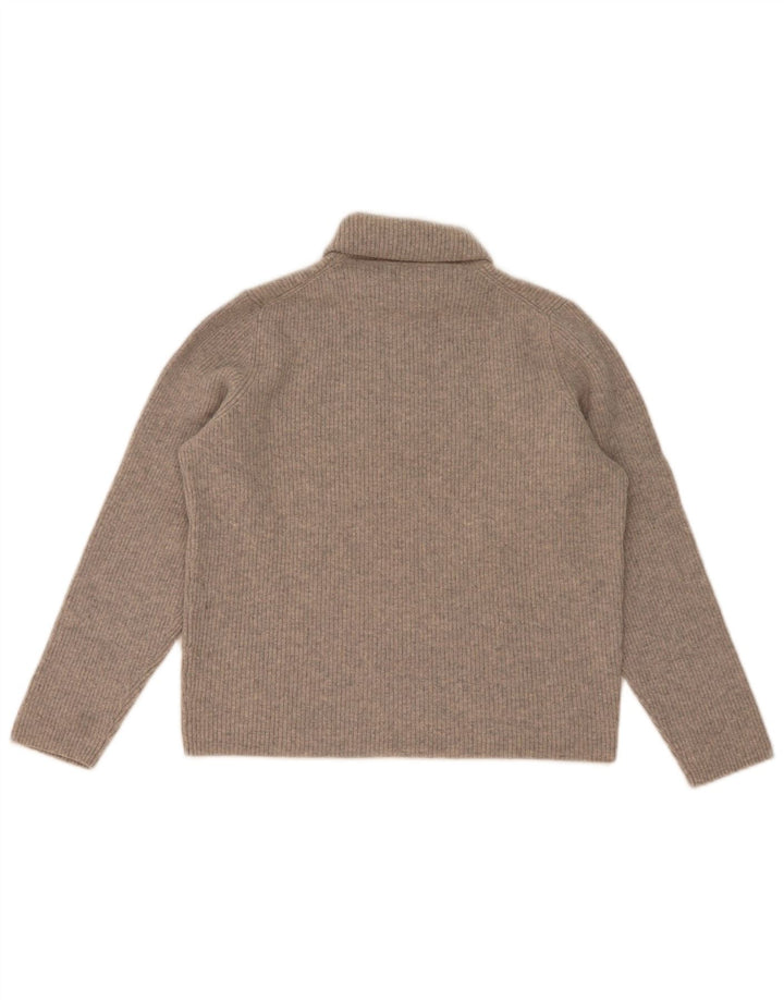 Suéter feminino Massimo Dutti com gola redonda Reino Unido 12 lã cinza médio