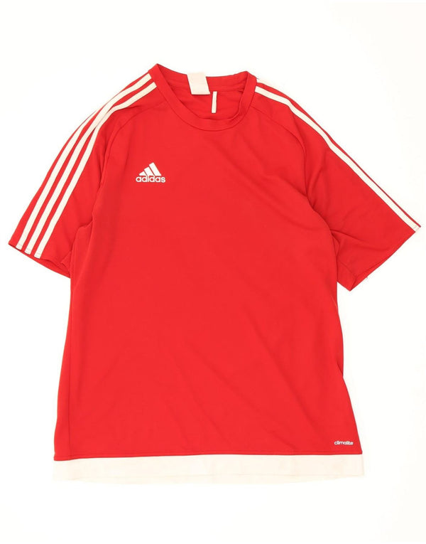 Adidas Mens Climalite Camiseta Top Grande Poliéster Colorblock Vermelho