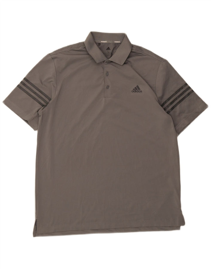 Camisa polo masculina ADIDAS grande poliéster cinza