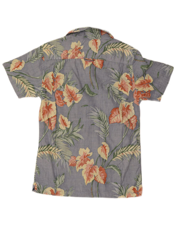 Camisa masculina Tommy Hilfiger manga curta regular fit XS azul floral havaiano